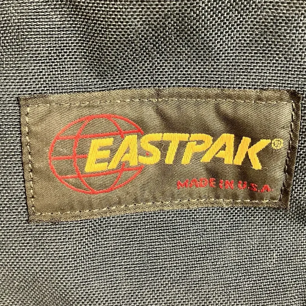 Vintage Eastpak Backpack Cowhide Leather Bottom Padded Straps Blue School Bag